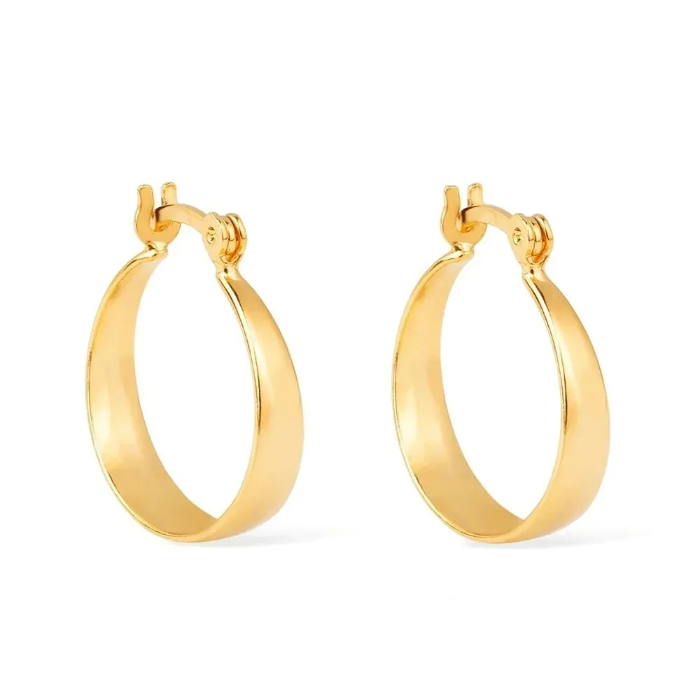 Brinco Dourado de Argola Média Lisa Chapada - imagem 1